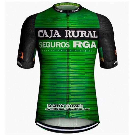 2019 Maillot Ciclismo Caja Rural Vert Noir Manches Courtes et Cuissard